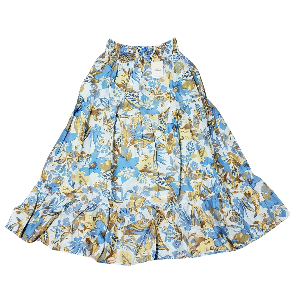 Faherty Ivy Floral Skirt Women Large Blue Paradise Blossom NWT $148